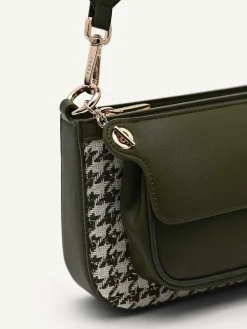 Dilone Houndstooth Double Flap Shoulder Bag<PEDRO New