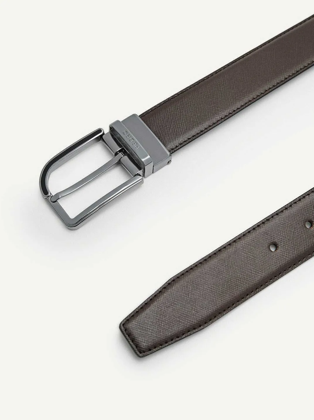 Embossed Leather Reversible Pin Belt<PEDRO Online