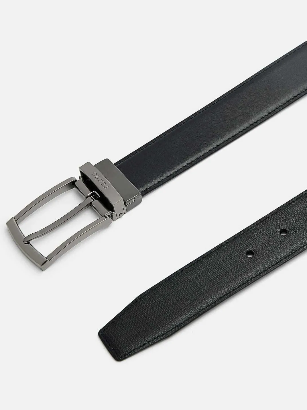 Embossed Leather Reversible Pin Belt<PEDRO Online