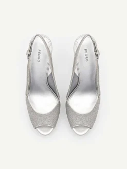 Glitter Slingback Heel Sandals<PEDRO New