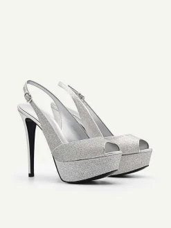 Glitter Slingback Heel Sandals<PEDRO New