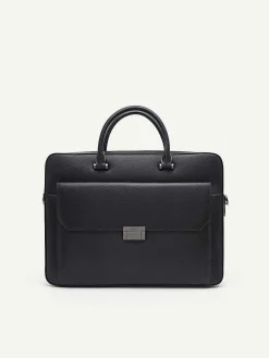 Henry Textured Leather Briefcase<PEDRO