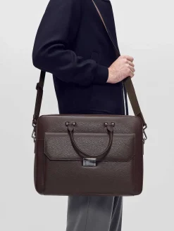 Henry Textured Leather Briefcase<PEDRO Hot