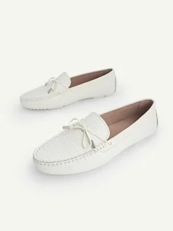Lizard-Effect Leather Bow Driving Shoes<PEDRO New