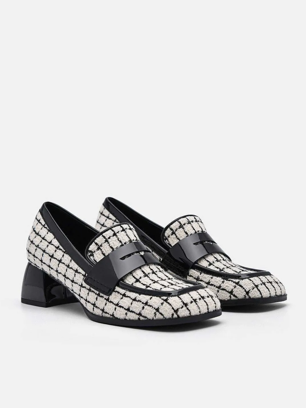 Maggie Leather Tweed Loafers<PEDRO New
