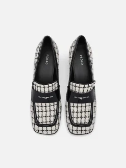 Maggie Leather Tweed Loafers<PEDRO New