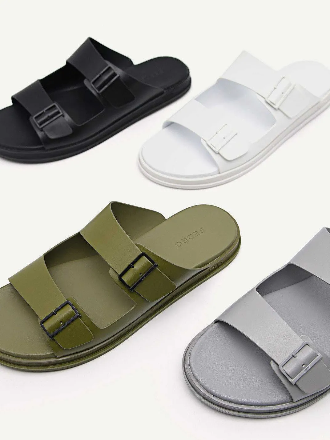 Monochrome Double Strap Slide Sandals<PEDRO Outlet