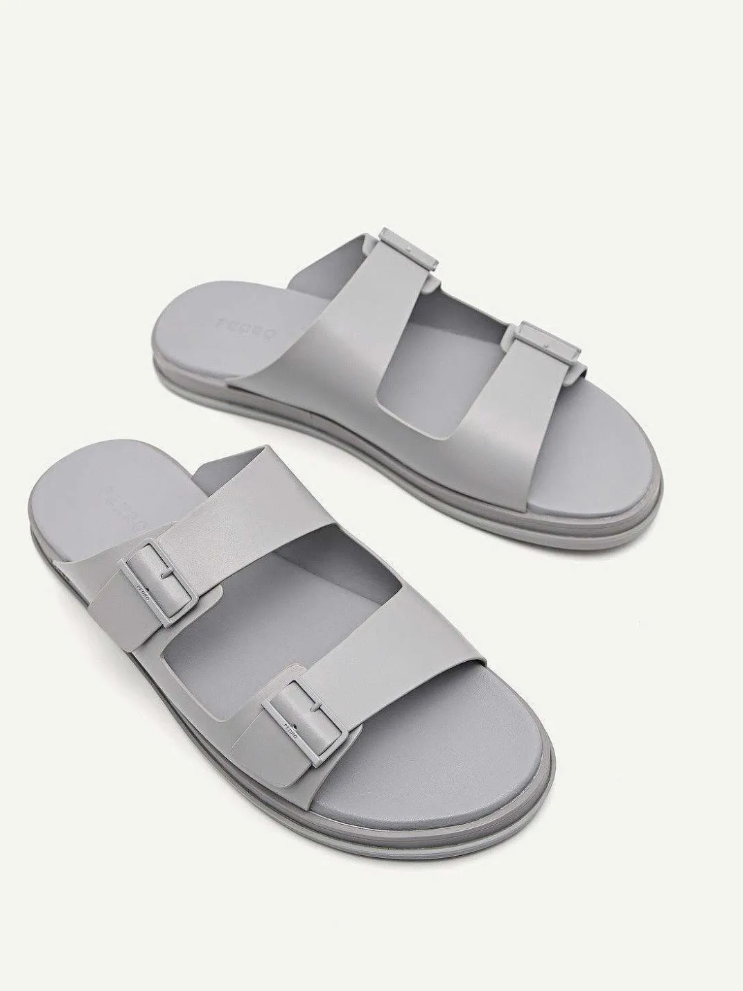Monochrome Double Strap Slide Sandals<PEDRO New