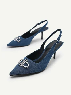 Icon Denim Pointed Slingback Pumps<PEDRO Best