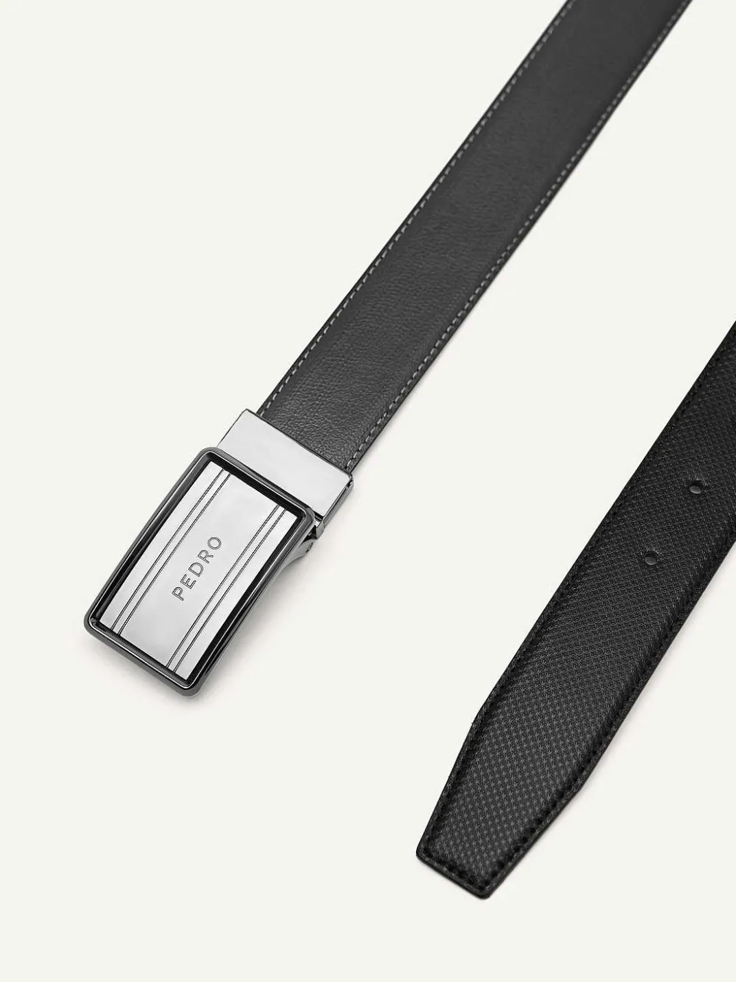 Reversible Embossed Leather Tang Belt<PEDRO