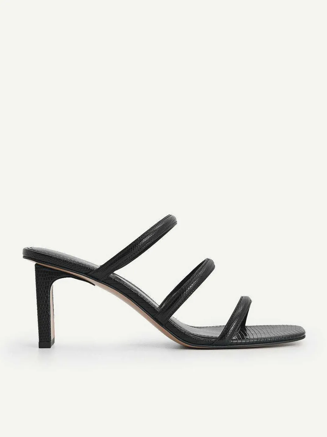 Strappy Heel Lizard-Effect Sandals<PEDRO New