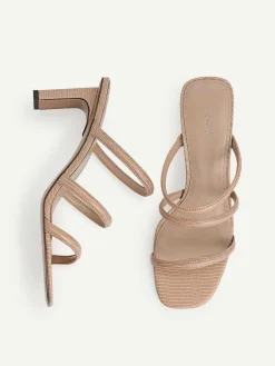 Strappy Heel Lizard-Effect Sandals<PEDRO