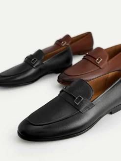Textured Leather Loafers With Metal Bit<PEDRO Outlet