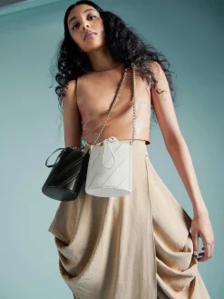 Tweed Drawstring Bucket Bag<PEDRO