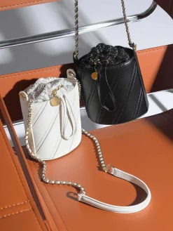 Tweed Drawstring Bucket Bag<PEDRO