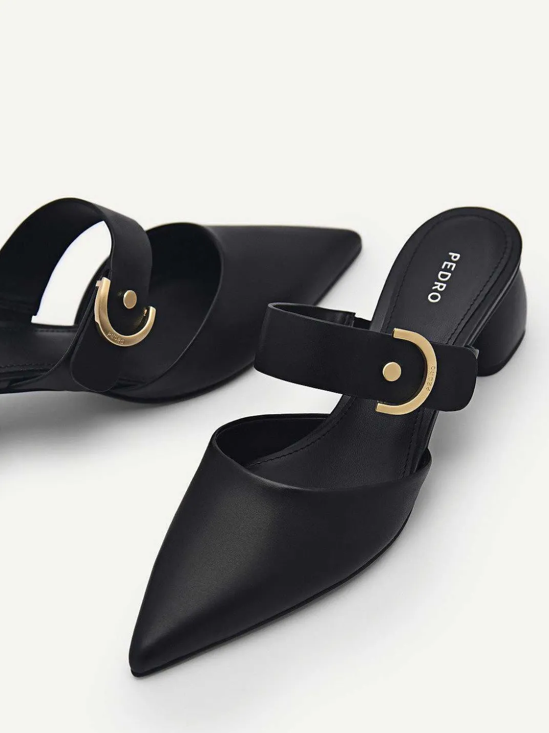 Yasmin Leather Heel Mules<PEDRO Best